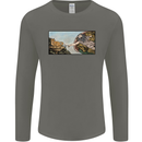 Funny Cat Creation Mens Long Sleeve T-Shirt Charcoal