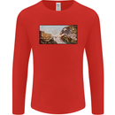 Funny Cat Creation Mens Long Sleeve T-Shirt Red