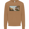 Funny Cat Creation Mens Sweatshirt Jumper Caramel Latte