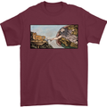 Funny Cat Creation Mens T-Shirt 100% Cotton Maroon