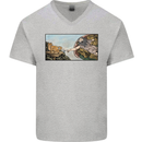 Funny Cat Creation Mens V-Neck Cotton T-Shirt Sports Grey