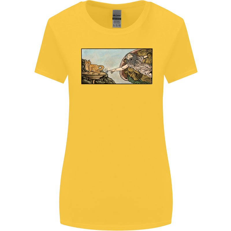 Funny Cat Creation Womens Wider Cut T-Shirt Yellow