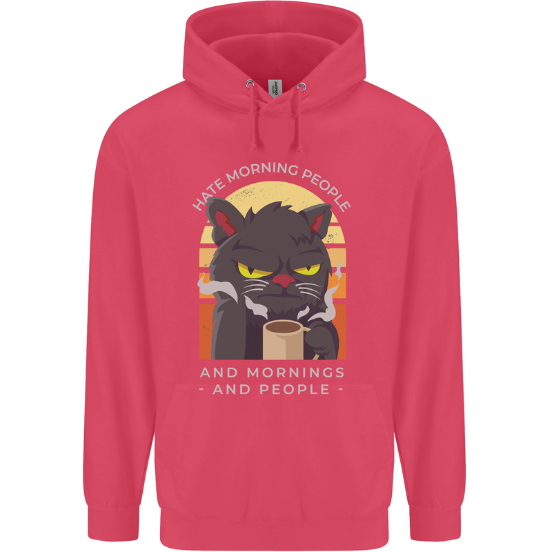 Funny Cat I Hate Morning People Coffee Childrens Kids Hoodie Heliconia