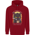 Funny Cat I Hate Morning People Coffee Childrens Kids Hoodie Red