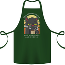 Funny Cat I Hate Morning People Coffee Cotton Apron 100% Organic Forest Green