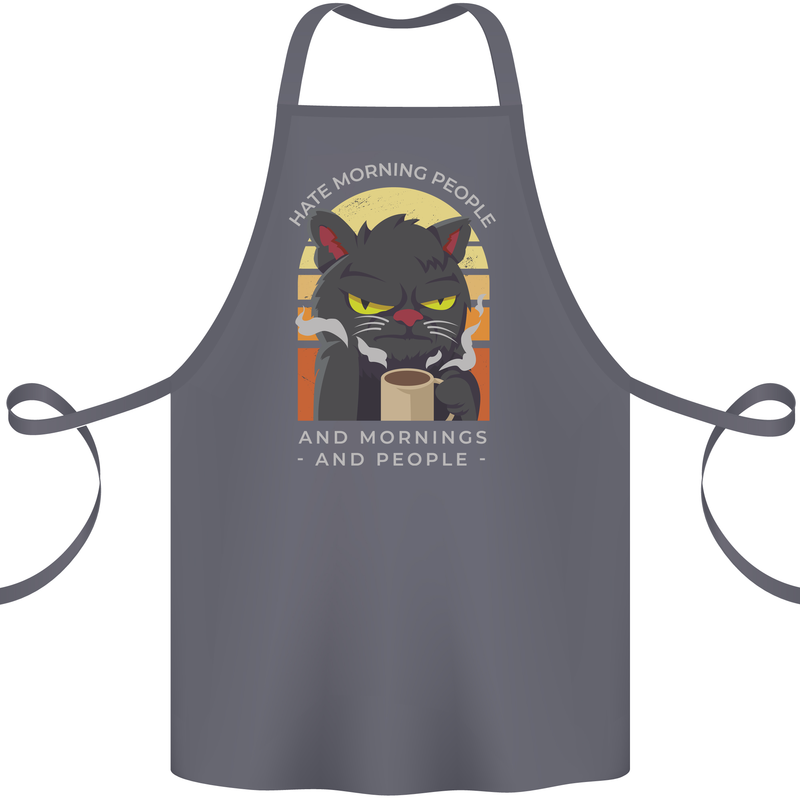 Funny Cat I Hate Morning People Coffee Cotton Apron 100% Organic Steel