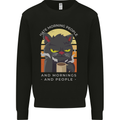 Funny Cat I Hate Morning People Coffee Kids Sweatshirt Jumper Black