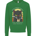 Funny Cat I Hate Morning People Coffee Kids Sweatshirt Jumper Irish Green