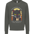 Funny Cat I Hate Morning People Coffee Kids Sweatshirt Jumper Storm Grey
