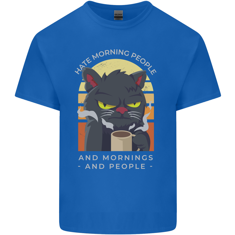 Funny Cat I Hate Morning People Coffee Kids T-Shirt Childrens Royal Blue