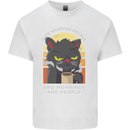 Funny Cat I Hate Morning People Coffee Kids T-Shirt Childrens White