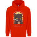 Funny Cat I Hate Morning People Coffee Mens 80% Cotton Hoodie Bright Red