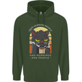 Funny Cat I Hate Morning People Coffee Mens 80% Cotton Hoodie Forest Green