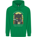 Funny Cat I Hate Morning People Coffee Mens 80% Cotton Hoodie Irish Green