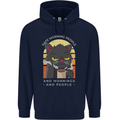 Funny Cat I Hate Morning People Coffee Mens 80% Cotton Hoodie Navy Blue