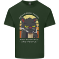 Funny Cat I Hate Morning People Coffee Mens Cotton T-Shirt Tee Top Forest Green
