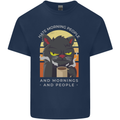 Funny Cat I Hate Morning People Coffee Mens Cotton T-Shirt Tee Top Navy Blue