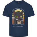Funny Cat I Hate Morning People Coffee Mens Cotton T-Shirt Tee Top Navy Blue
