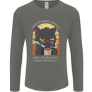 Funny Cat I Hate Morning People Coffee Mens Long Sleeve T-Shirt Charcoal
