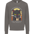 Funny Cat I Hate Morning People Coffee Mens Sweatshirt Jumper Charcoal