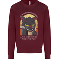 Funny Cat I Hate Morning People Coffee Mens Sweatshirt Jumper Maroon