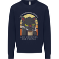 Funny Cat I Hate Morning People Coffee Mens Sweatshirt Jumper Navy Blue