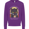 Funny Cat I Hate Morning People Coffee Mens Sweatshirt Jumper Purple