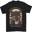 Funny Cat I Hate Morning People Coffee Mens T-Shirt Cotton Gildan Black