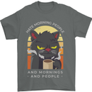 Funny Cat I Hate Morning People Coffee Mens T-Shirt Cotton Gildan Charcoal