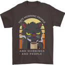 Funny Cat I Hate Morning People Coffee Mens T-Shirt Cotton Gildan Dark Chocolate
