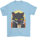 Funny Cat I Hate Morning People Coffee Mens T-Shirt Cotton Gildan Light Blue