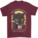 Funny Cat I Hate Morning People Coffee Mens T-Shirt Cotton Gildan Maroon