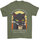 Funny Cat I Hate Morning People Coffee Mens T-Shirt Cotton Gildan Military Green