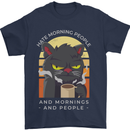 Funny Cat I Hate Morning People Coffee Mens T-Shirt Cotton Gildan Navy Blue