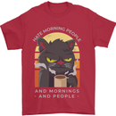 Funny Cat I Hate Morning People Coffee Mens T-Shirt Cotton Gildan Red