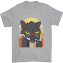 Funny Cat I Hate Morning People Coffee Mens T-Shirt Cotton Gildan Sports Grey