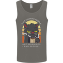Funny Cat I Hate Morning People Coffee Mens Vest Tank Top Charcoal