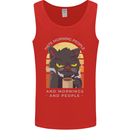 Funny Cat I Hate Morning People Coffee Mens Vest Tank Top Red