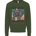 Funny Cat Miss My Party People Alcohol Beer Kids Sweatshirt Jumper Forest Green