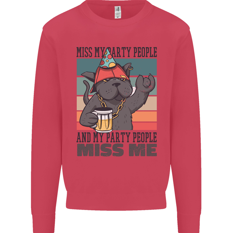 Funny Cat Miss My Party People Alcohol Beer Kids Sweatshirt Jumper Heliconia