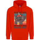 Funny Cat Miss My Party People Alcohol Beer Mens 80% Cotton Hoodie Bright Red