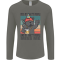 Funny Cat Miss My Party People Alcohol Beer Mens Long Sleeve T-Shirt Charcoal