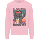 Funny Cat Miss My Party People Alcohol Beer Mens Sweatshirt Jumper Light Pink