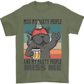 Funny Cat Miss My Party People Alcohol Beer Mens T-Shirt Cotton Gildan Military Green