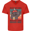 Funny Cat Miss My Party People Alcohol Beer Mens V-Neck Cotton T-Shirt Red