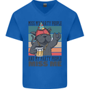 Funny Cat Miss My Party People Alcohol Beer Mens V-Neck Cotton T-Shirt Royal Blue