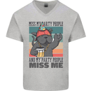 Funny Cat Miss My Party People Alcohol Beer Mens V-Neck Cotton T-Shirt Sports Grey