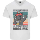 Funny Cat Miss My Party People Alcohol Beer Mens V-Neck Cotton T-Shirt White