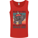 Funny Cat Miss My Party People Alcohol Beer Mens Vest Tank Top Red