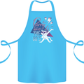 Funny Cat Purrty Like It's the 80's Cotton Apron 100% Organic Turquoise